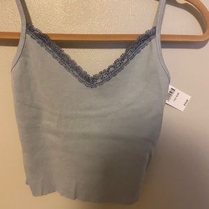 Brandy melville lace blue tank top